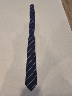 Place Navy Blue Tie with Light Blue Diagonal Stripes